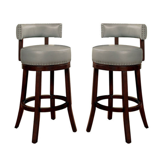 Shirley Contemporary 24" Barstool With pu Cushion, Gray Set of 2 By Casagear Home