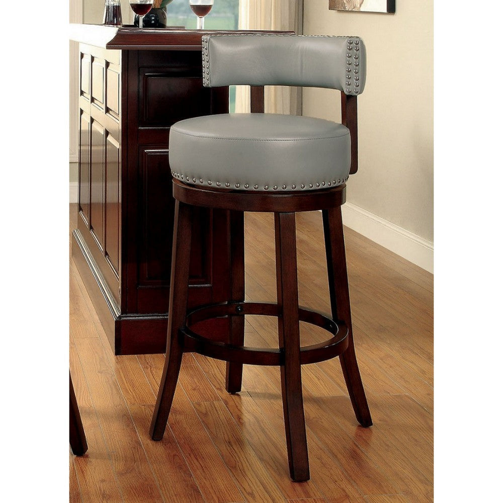 Barstool Set of 2 | Shirley 29" | PU Cushion | Gray Finish