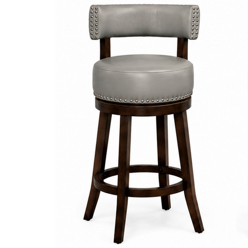 Barstool Set of 2 | Shirley 29" | PU Cushion | Gray Finish