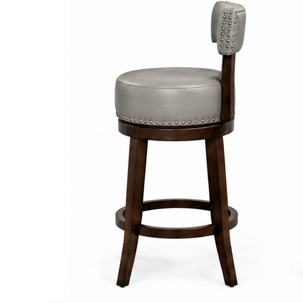 Barstool Set of 2 | Shirley 29" | PU Cushion | Gray Finish