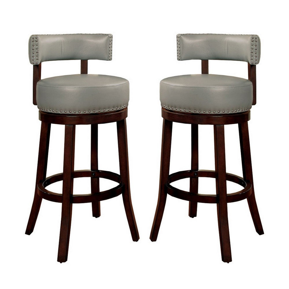 Shirley Contemporary 29’’ Barstool With pu Cushion Gray Finish Set of 2 By Casagear Home FOA-CM-BR6251GY-29-2PK