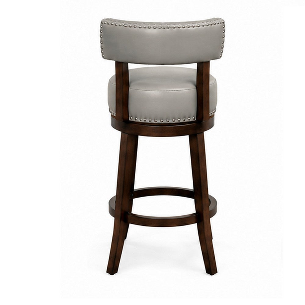 Barstool Set of 2 | Shirley 29" | PU Cushion | Gray Finish