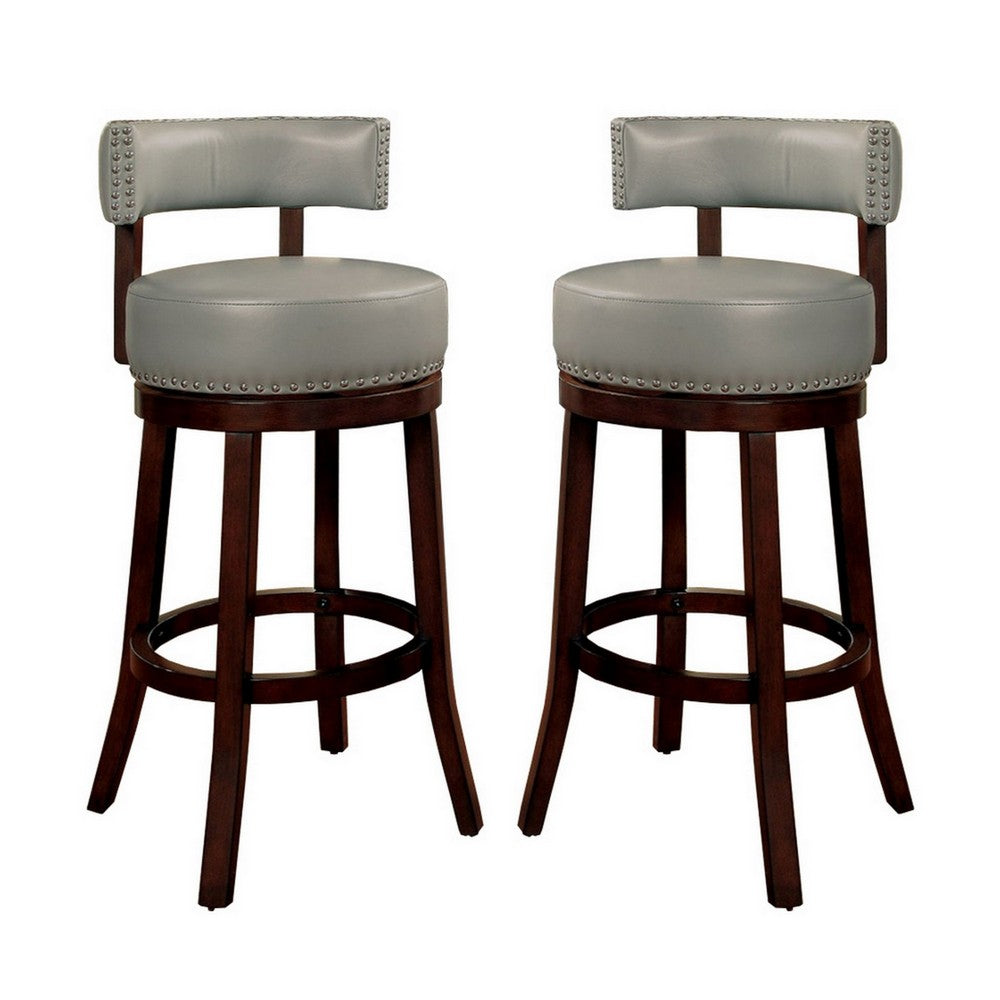Barstool Set of 2 | Shirley 29" | PU Cushion | Gray Finish