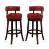 Shirley Contemporary 24" Barstool With pu Cushion, Red Finish, Set of 2 By Casagear Home