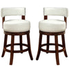Barstool Set of 2 | Shirley 24" | PU Cushion | White Finish