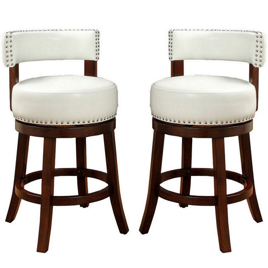 Shirley Contemporary 24" Barstool With pu Cushion, White Finish, Set of 2 By Casagear Home