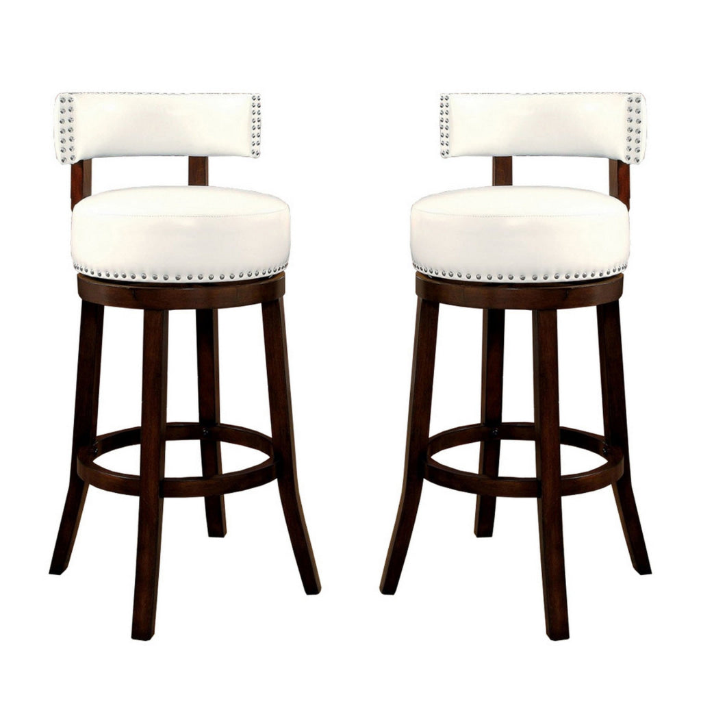 Barstool Set of 2 | Shirley 29" | PU Cushion | White Finish