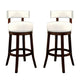 Barstool Set of 2 | Shirley 29" | PU Cushion | White Finish