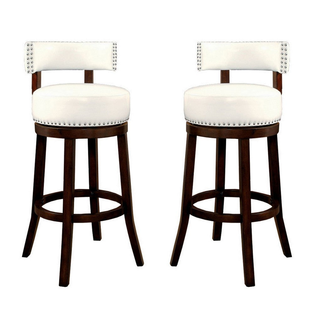 Shirley Contemporary 29’’ Barstool With pu Cushion White Finish Set of 2 By Casagear Home FOA-CM-BR6251WH-29-2PK