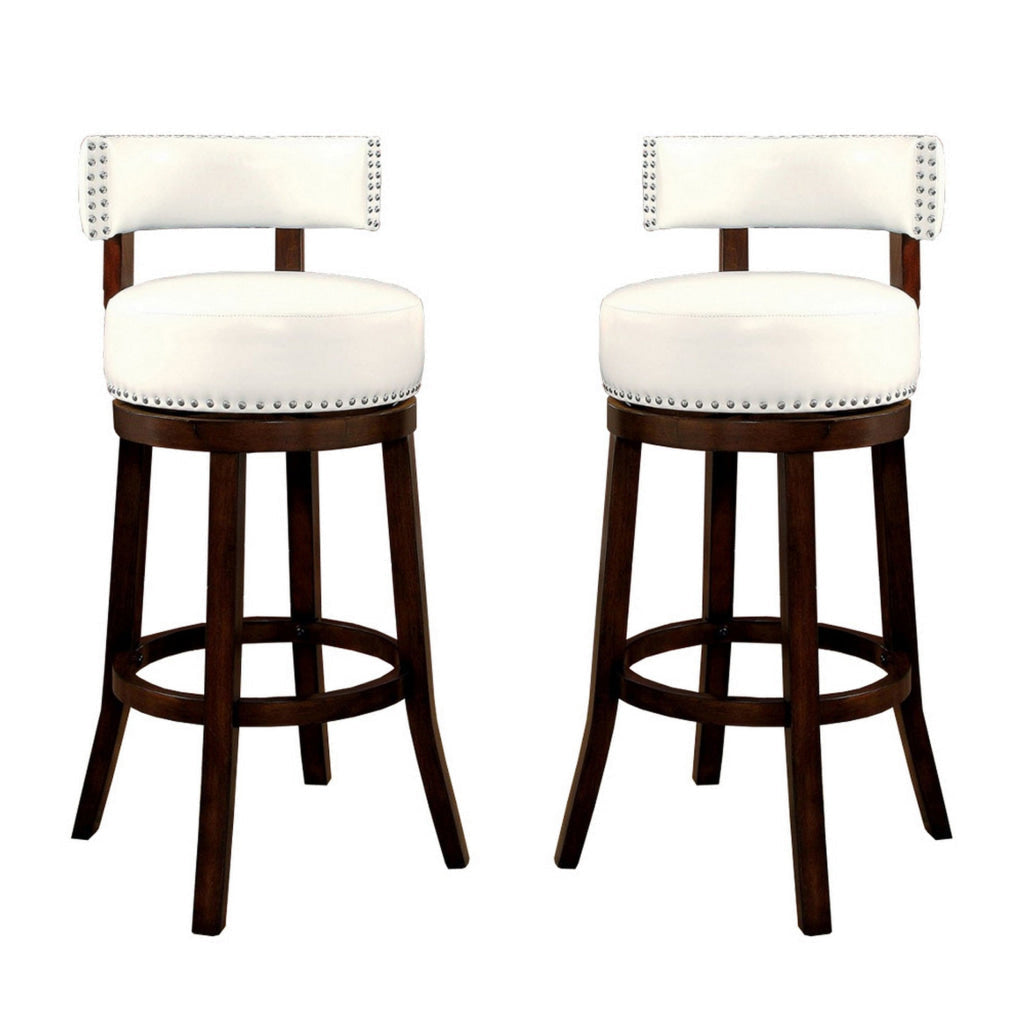 Shirley Contemporary 29" Barstool With pu Cushion, White Finish, Set of 2 By Casagear Home