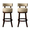 Barstool Set of 2 | Lynsey 24" | Linen Cushion | Beige Finish