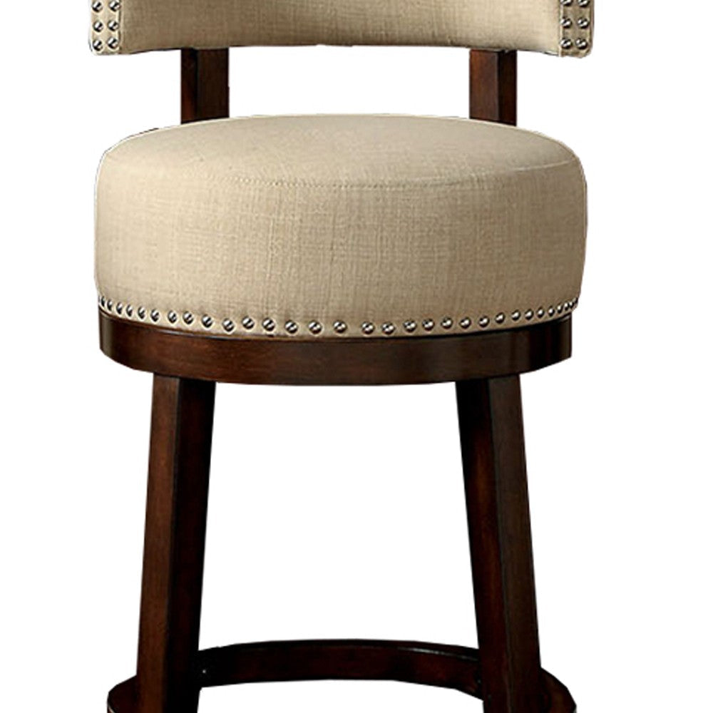 Lynsey Contemporary 24’’Barstool With linen Cushion Beige Finish Set of 2 By Casagear Home FOA-CM-BR6252BG-24-2PK