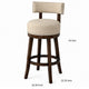 Barstool Set of 2 | Lynsey 24" | Linen Cushion | Beige Finish