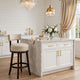 Barstool Set of 2 | Lynsey 24" | Linen Cushion | Beige Finish