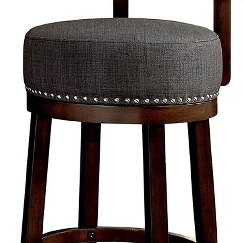 Lynsey Contemporary 24’’Barstool With linen Cushion Gray Finish Set of 2 By Casagear Home FOA-CM-BR6252GY-24-2PK