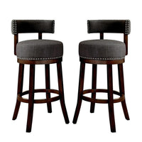 Barstool Set of 2 | Lynsey 24" | Linen Cushion | Gray Finish