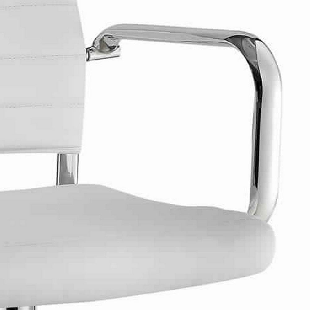 Modern Leatherette Padded Metal Bar Stool With Arms White & Silver By Casagear Home FOA-CM-BR6463WH