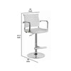 Modern Leatherette Padded Metal Bar Stool With Arms, White & Silver By Casagear Home