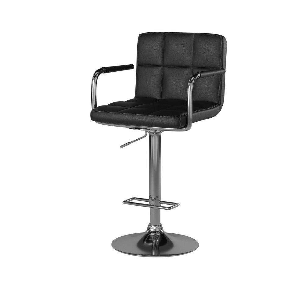 Corfu Contemporary Bar Chair With Arm Black By Casagear Home FOA-CM-BR6917BK