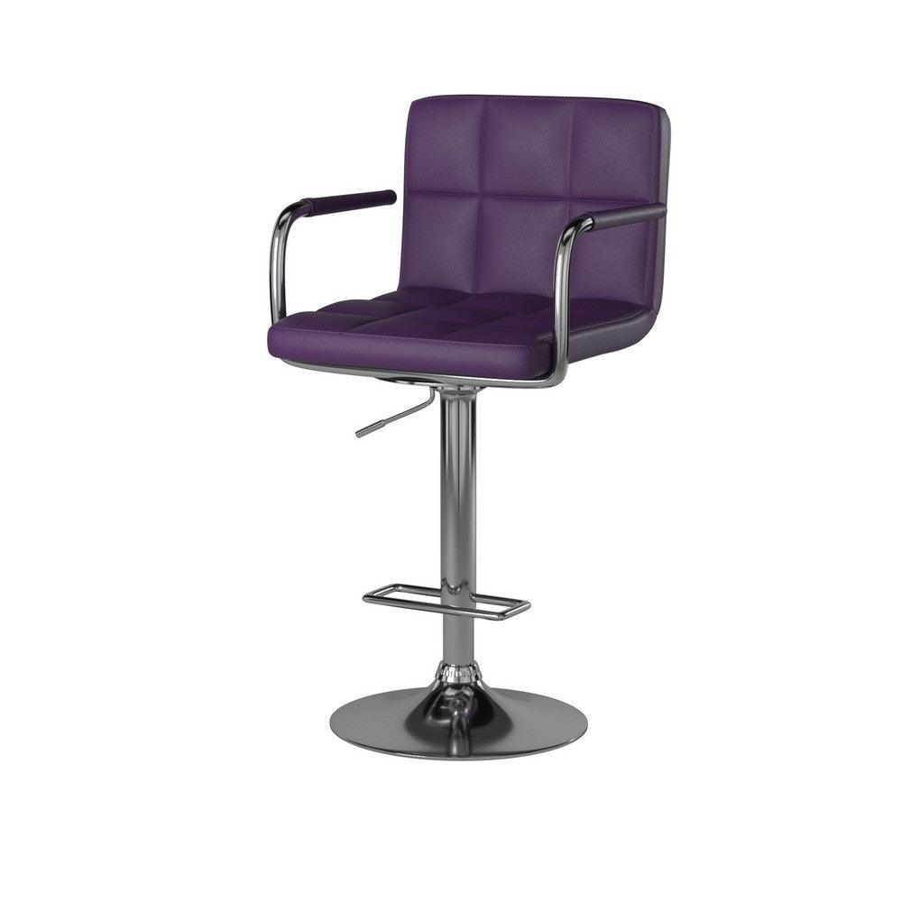 Corfu Contemporary Bar Stool With Arm In Purple By Casagear Home FOA-CM-BR6917PR