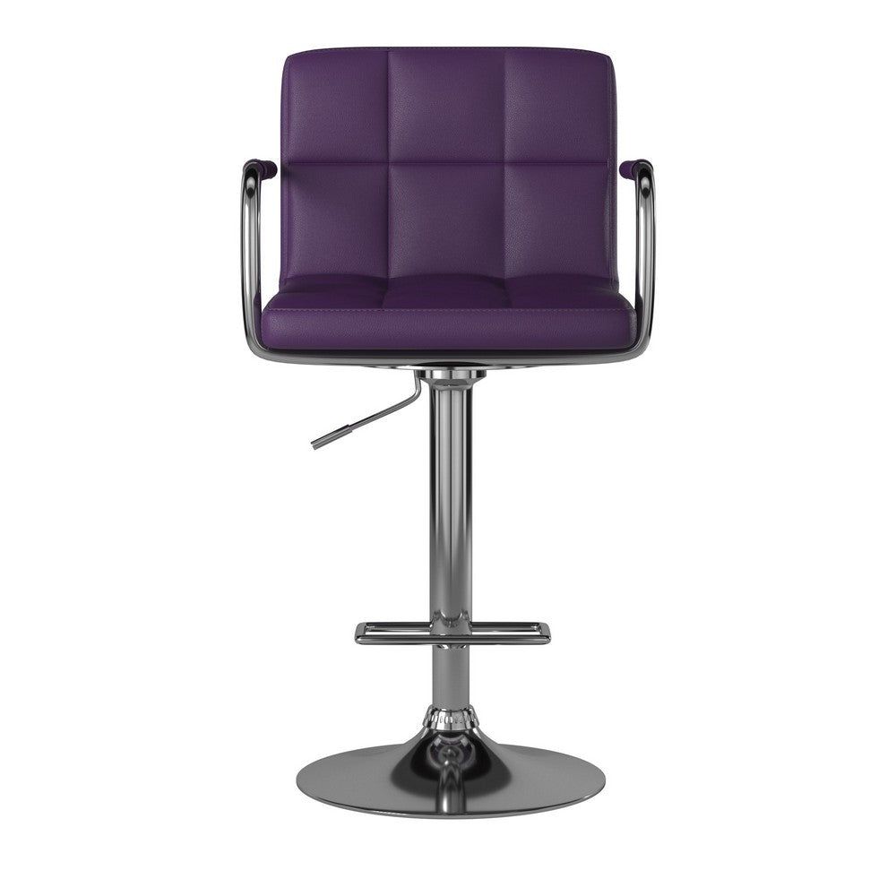 Corfu Contemporary Bar Stool With Arm In Purple By Casagear Home FOA-CM-BR6917PR