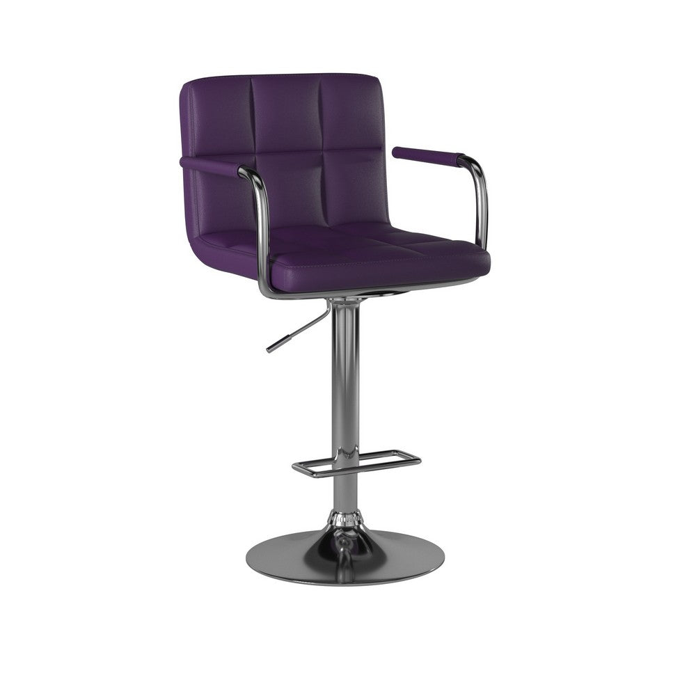 Corfu Contemporary Bar Stool With Arm In Purple By Casagear Home FOA-CM-BR6917PR