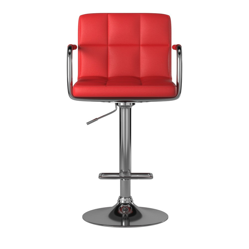 Corfu Contemporary Bar Stool With Arm In Red By Casagear Home FOA-CM-BR6917RD