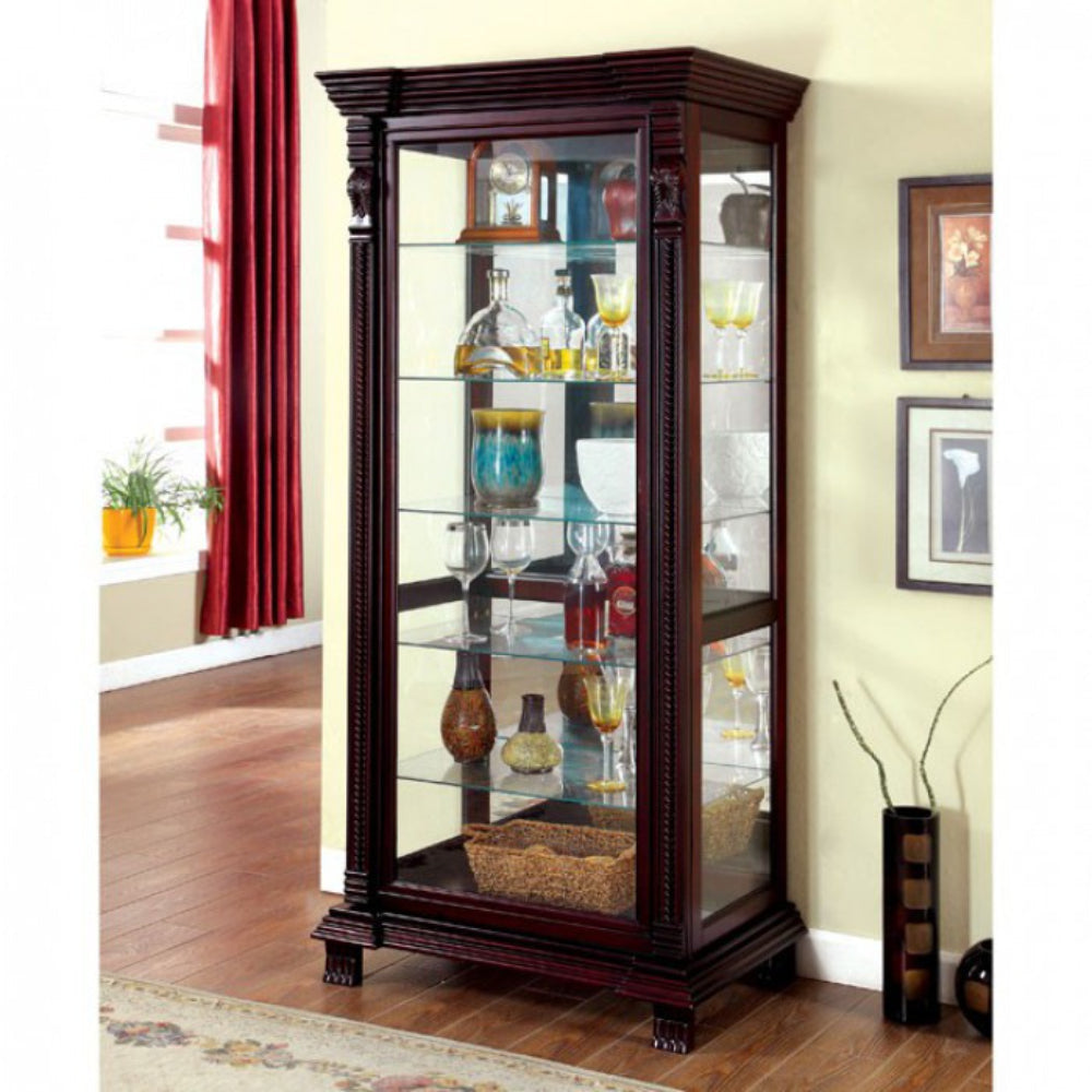 Curio Display Case | Dark Cherry Finish