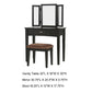 Wooden Vanity Set with 3 Sided Mirror and Padded Stool Black By Casagear Home FOA-CM-DK6490BK