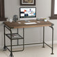 Industrial Metal Writing Desk With Wooden Top, Brown and Black - BM123648
