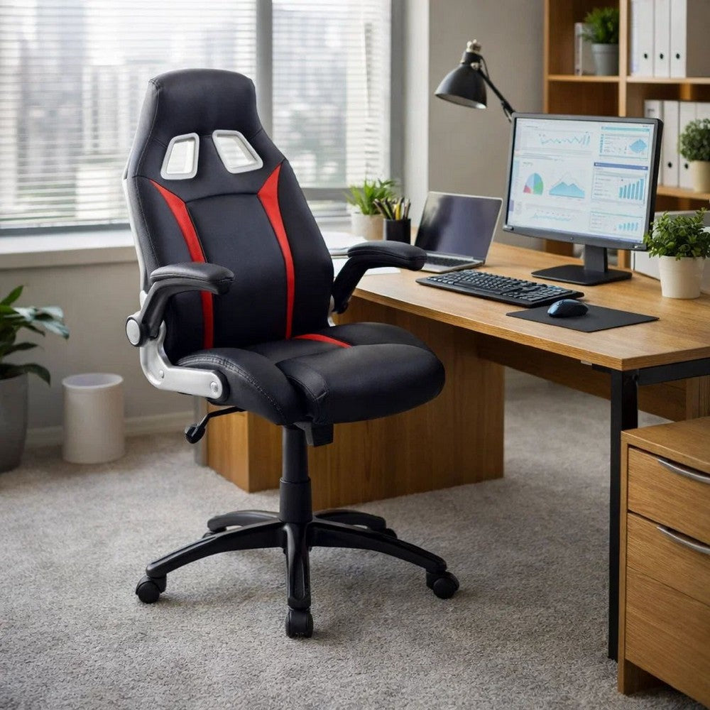 Gaming Chair | Faux Leather | Adjustable Arms & Height | Black