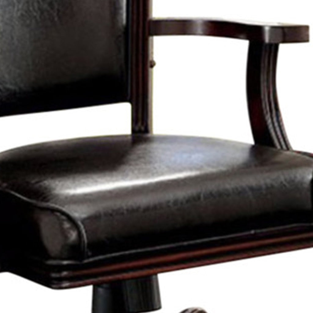 Leatherette Arm Chair with Swivel and Adjustable Height Mechanism Brown By Casagear Home FOA-CM-GM340CH-AC