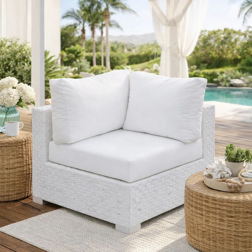 Corner Chair | Faux Polyester Aluminum | Padded Cushion | White