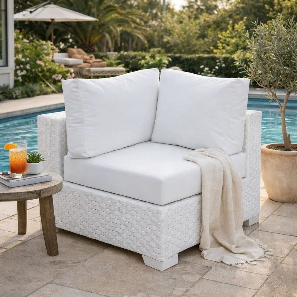 Corner Chair | Faux Polyester Aluminum | Padded Cushion | White