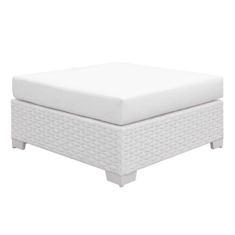Faux Polyester and Aluminum Corner Chair with Padded Seat Cushion White By Casagear Home FOA-CM-OS2128WH-A