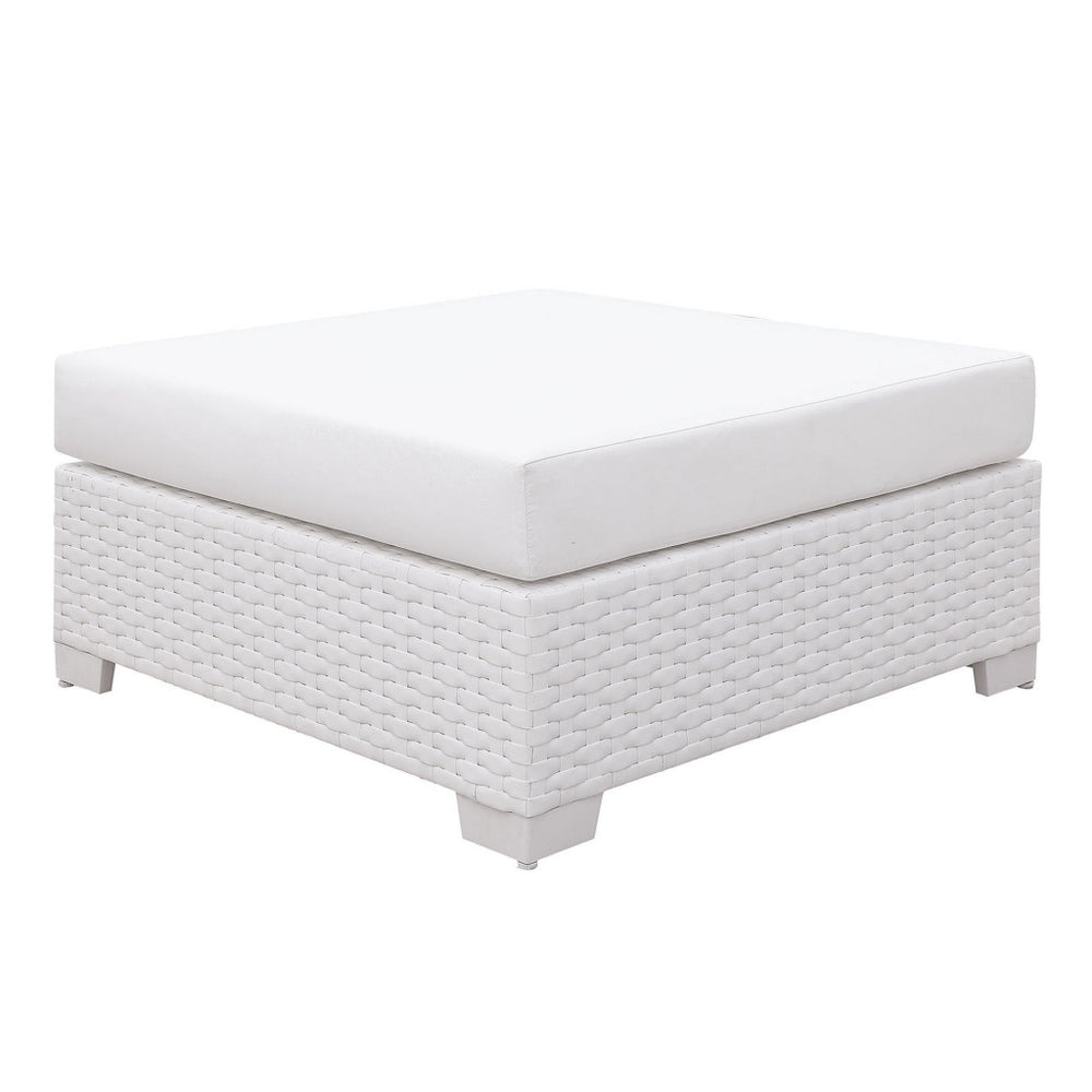 Faux Polyester and Aluminum Corner Chair with Padded Seat Cushion White By Casagear Home FOA-CM-OS2128WH-A