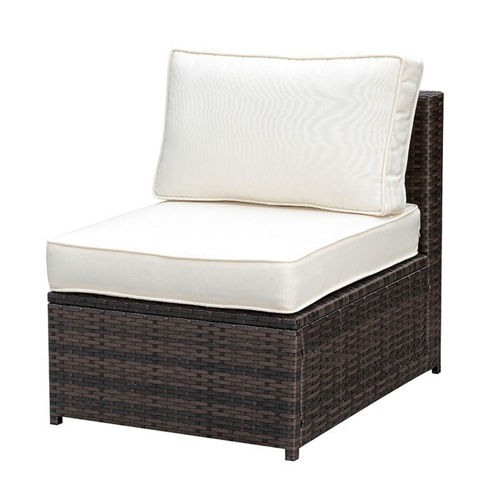 Side Chair | Aluminum Frame | Cushioned Seat | Ivory Espresso