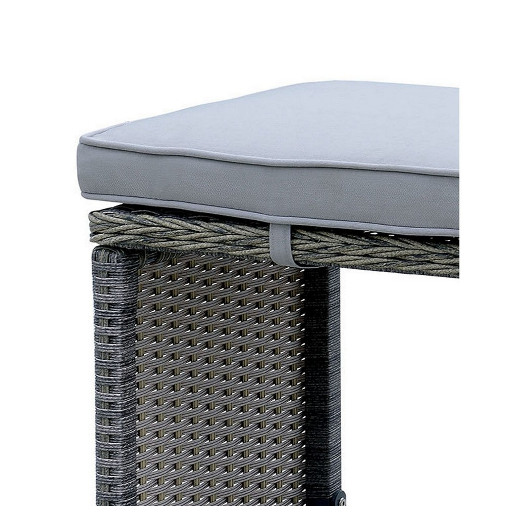 Barstool Set of 6 | Patio Wicker Frame | Padded Seat | Gray FOA-CM-OT1847-BC-6PK