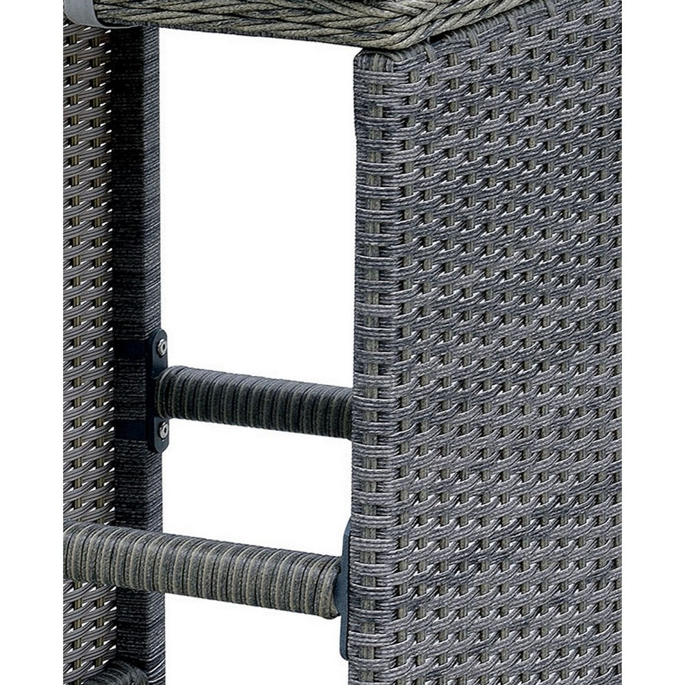 Barstool Set of 6 | Patio Wicker Frame | Padded Seat | Gray FOA-CM-OT1847-BC-6PK