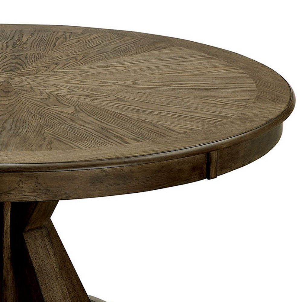 Dining Table | Round Solid Wood | Pedestal Base | Light Oak