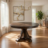 Dining Table | Round Solid Wood | Pedestal Base | Light Oak