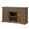 60 Inch Rustic Wood Server Buffet Cabinet Console, Wine Bar, Stemware, Oak