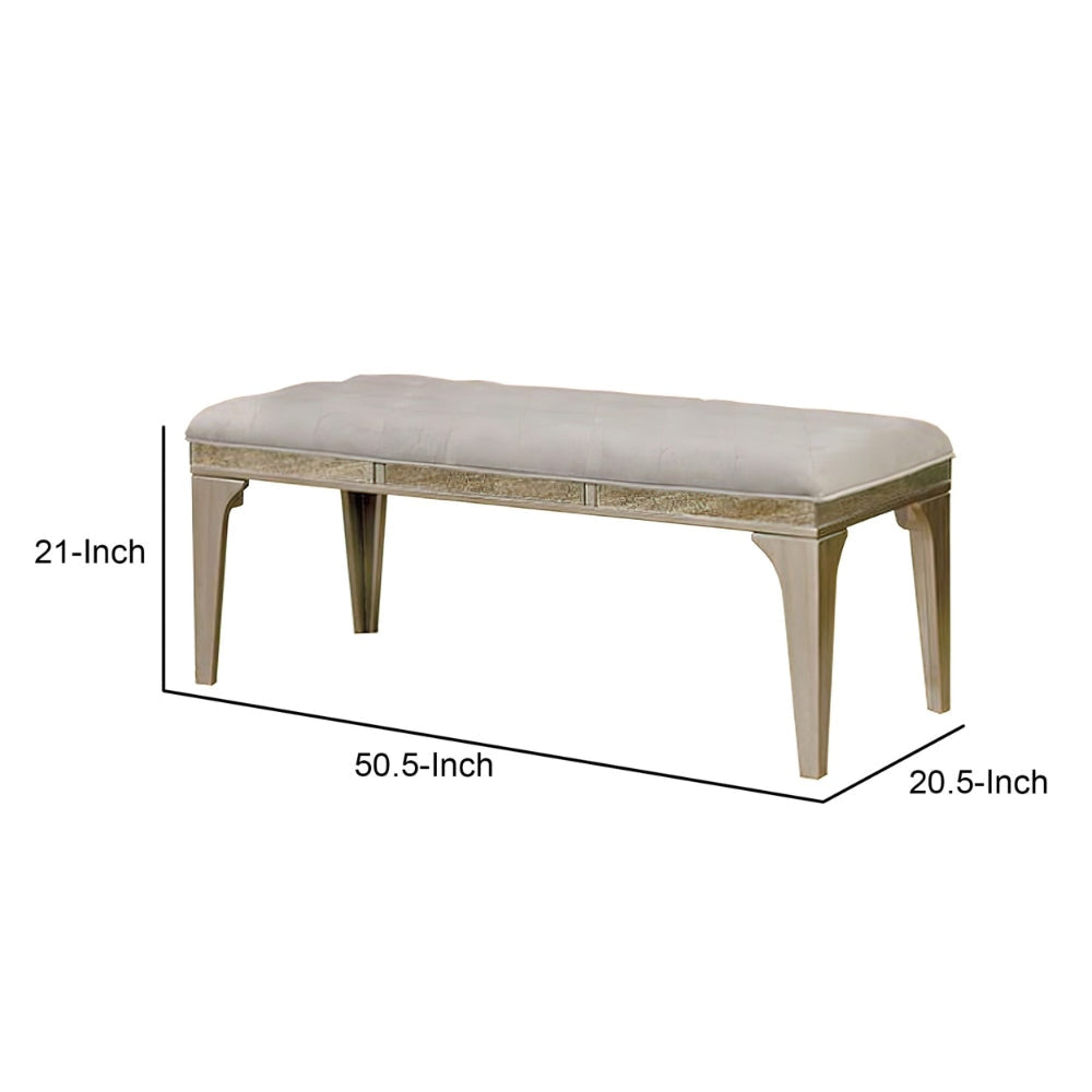 Wooden Bench With Comfy Cushioned Seat Gray By Casagear Home FOA-CM3020BN