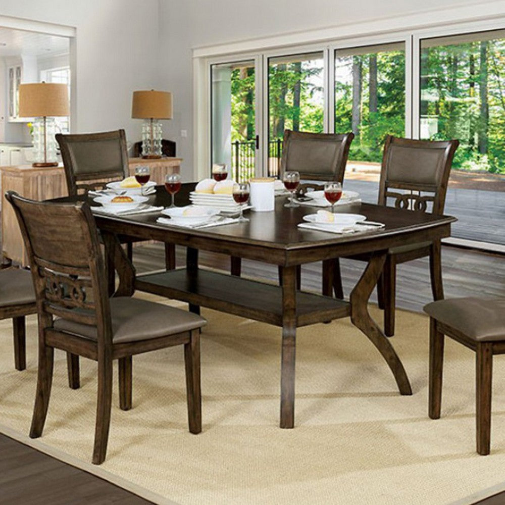 Transitional Style Solid Wood Rectangular Dining Table with Flowing Leg Base Design Brown FOA-CM3023T