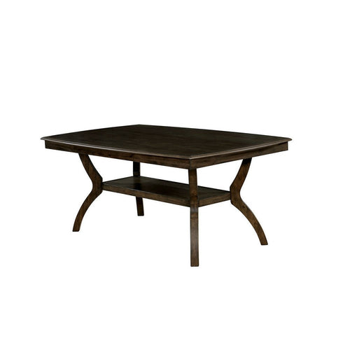 Transitional Style Solid Wood Rectangular Dining Table with Flowing Leg Base Design , Brown