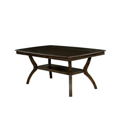 Transitional Style Solid Wood Rectangular Dining Table with Flowing Leg Base Design , Brown