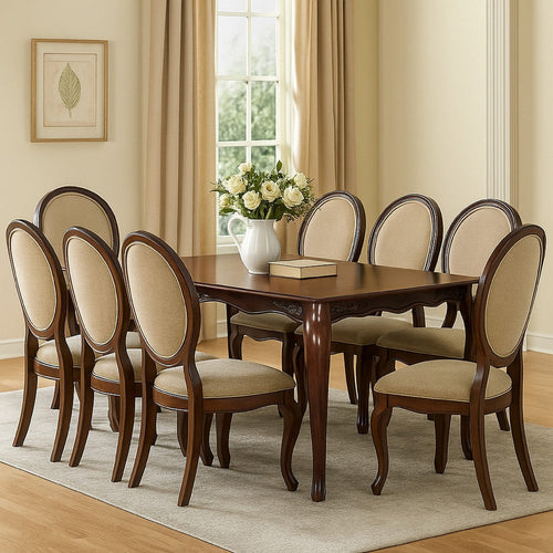 Dining Table | Wood | Floral Carved Accents | Brown Finish