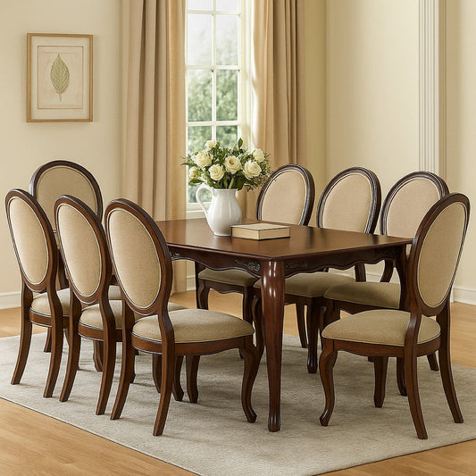 Dining Table | Wood | Floral Carved Accents | Brown Finish