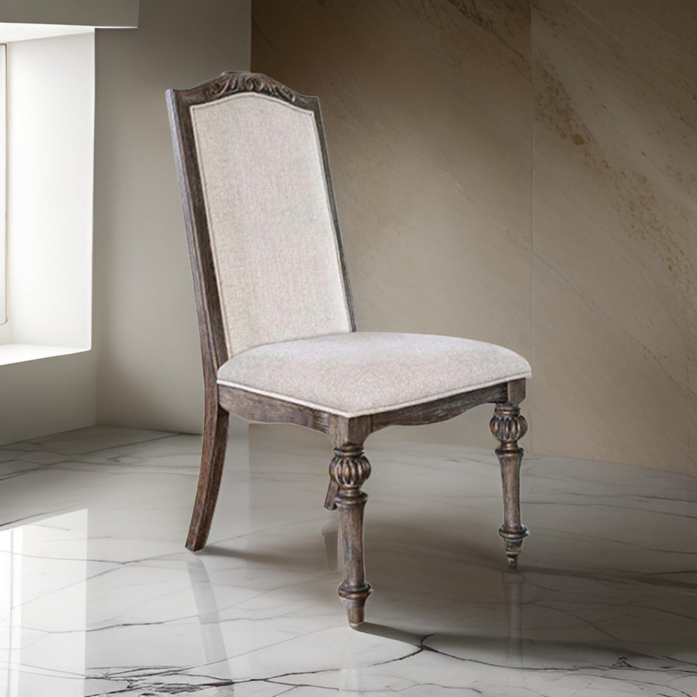 Side Chair Set of 2 | Upholstered Seat Back | Rustic Brown
