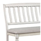 Fabric Padded Wood Counter Height Bench With Slat Back Antique White By Casagear Home FOA-CM3194PBN
